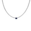 Necklaces | Blue Nile Emerald Cut Sapphire Diamond Eternity Necklace In 14K White Gold