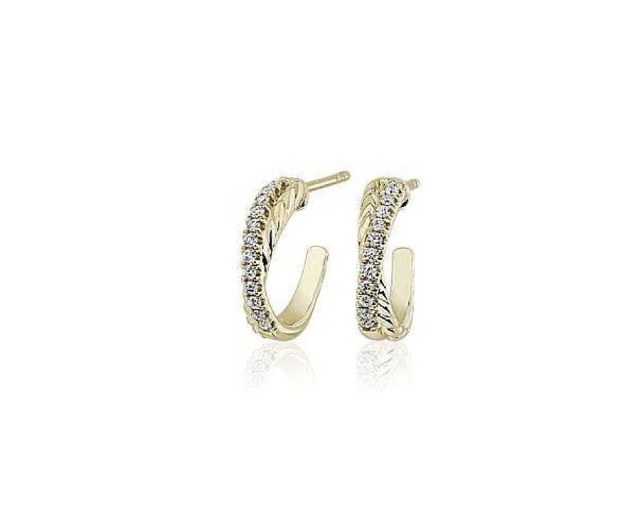 Earrings | Blue Nile Braided Crossover Diamond Hoop Earrings In 14K Yellow Gold