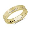 Men'S Rings | Blue Nile Diamond Brushed Line Wedding Ring In 18K Yellow Gold (5 Mm, 1/5 Ct. Tw.)