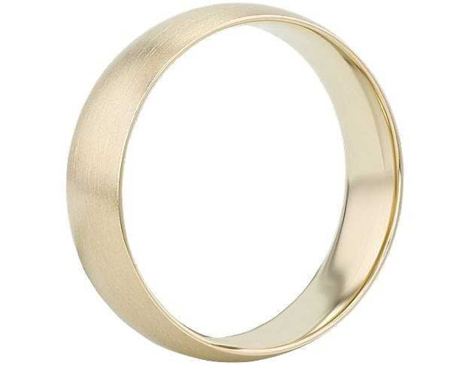 Men'S Rings | Blue Nile Matte Mid-Weight Comfort Fit Wedding Ring In 14K Yellow Gold (6Mm)