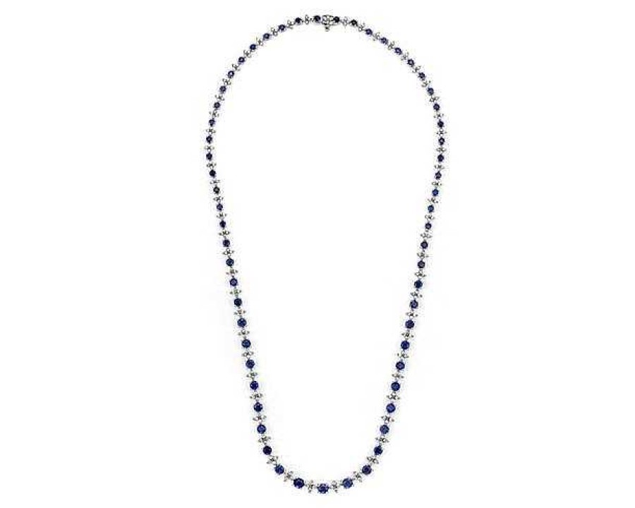 Necklaces | Blue Nile Sapphire & Diamond Graduated Eternity Necklace In 18K White Gold (2.4Mm)