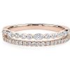 Rings | Blue Nile Two Row Round And Marquise Diamond Stacking Ring In 14K Rose Gold (1/3 Ct. Tw.)