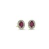 Earrings | Blue Nile Oval Ruby And Diamond Halo Stud Earrings In 14K Yellow Gold (5X3Mm)