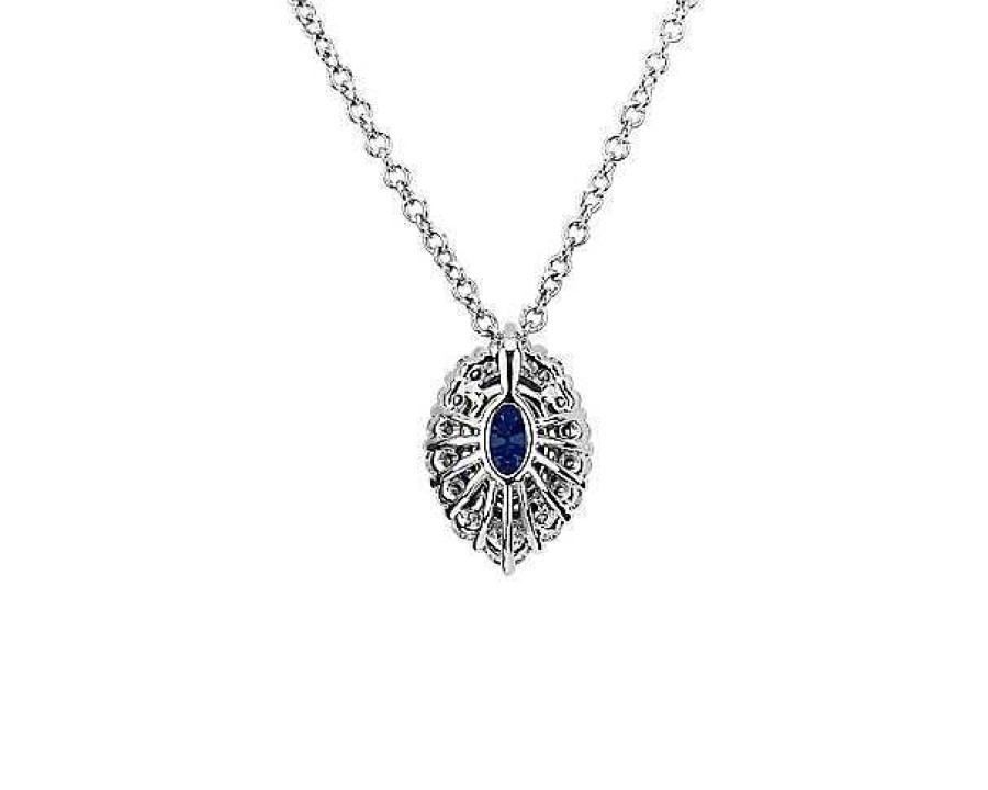 Necklaces | Blue Nile Sapphire And Diamond Pendant In 14K White Gold