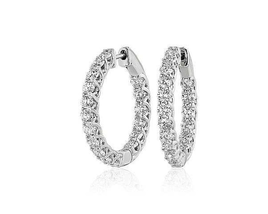 Earrings | Blue Nile Tessere Eternity Diamond Hoop Earrings In 14K White Gold (3 Ct. Tw.)