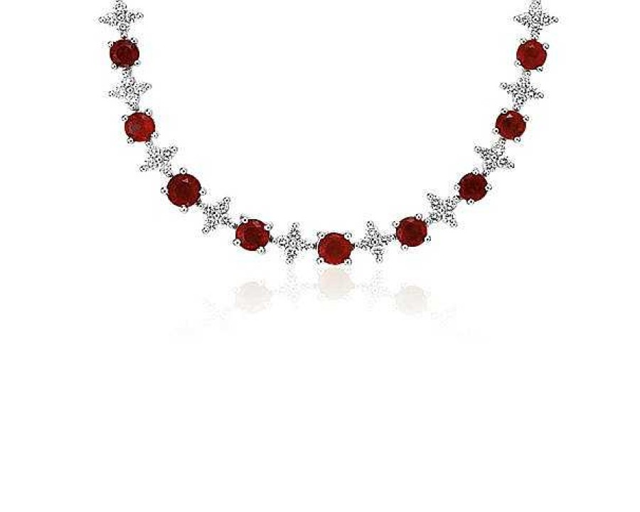 Necklaces | Blue Nile Ruby & Diamond Graduated Eternity Necklace In 18K White Gold (2.4Mm)