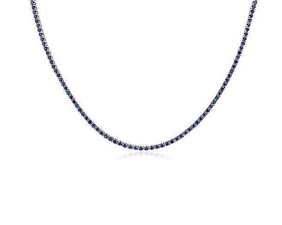 Necklaces | Blue Nile 17.5" Blue Sapphire Eternity Necklace In 14K White Gold