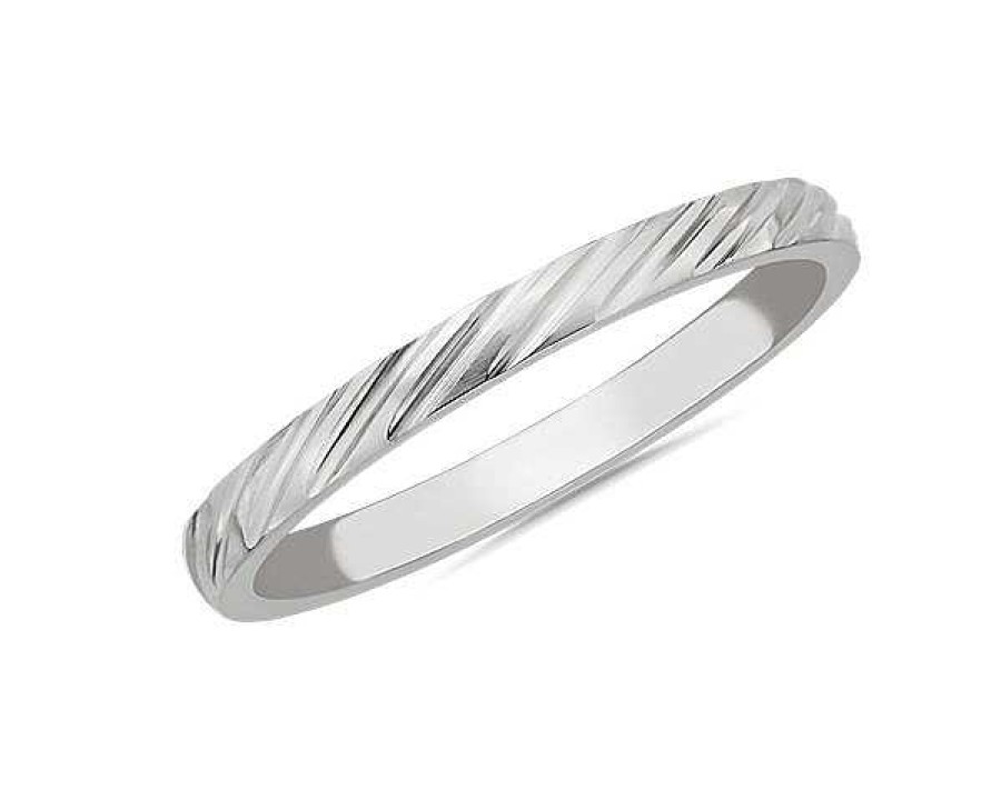 Women'S Rings | Blue Nile Angled Stripe Stackable Ring In Platinum (2Mm)