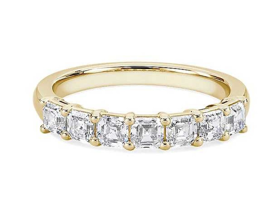 Women'S Rings | Blue Nile Seven Stone Asscher Lab Grown Diamond Ring In 14K Yellow Gold (1 Ct. Tw.)