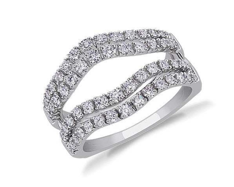 Women'S Rings | Blue Nile Curved Two Row Pav Diamond Ring Insert In 14K White Gold (1 Ct. Tw.)