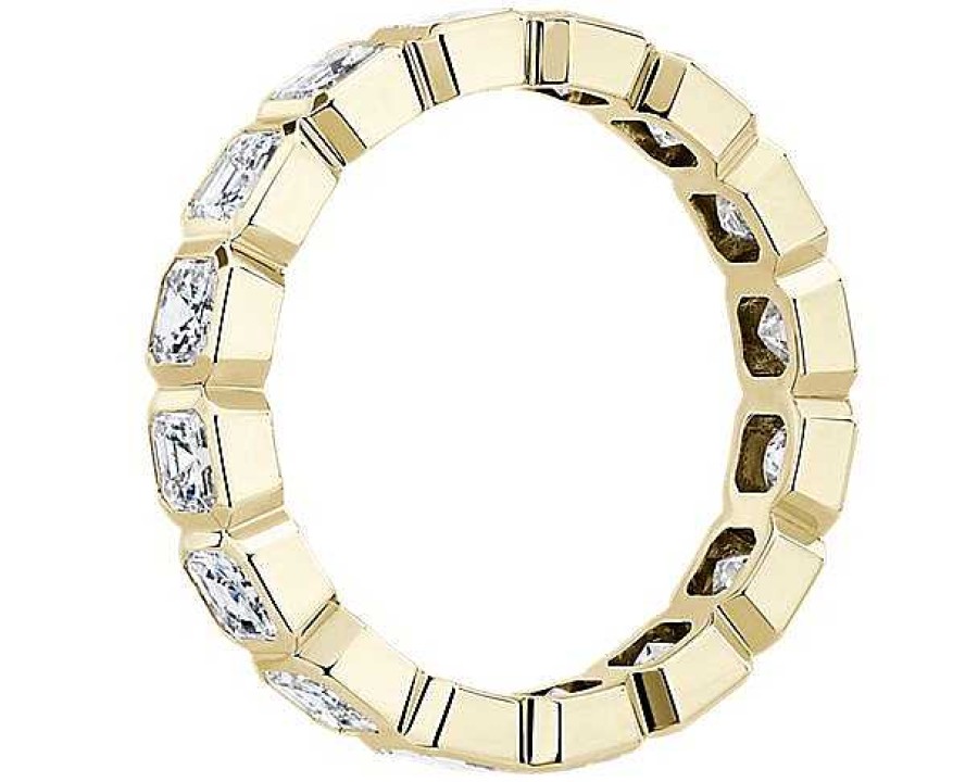 Women'S Rings | Blue Nile Bezel Asscher Diamond Eternity Ring In 14K Yellow Gold (2 1/8 Ct. Tw.)