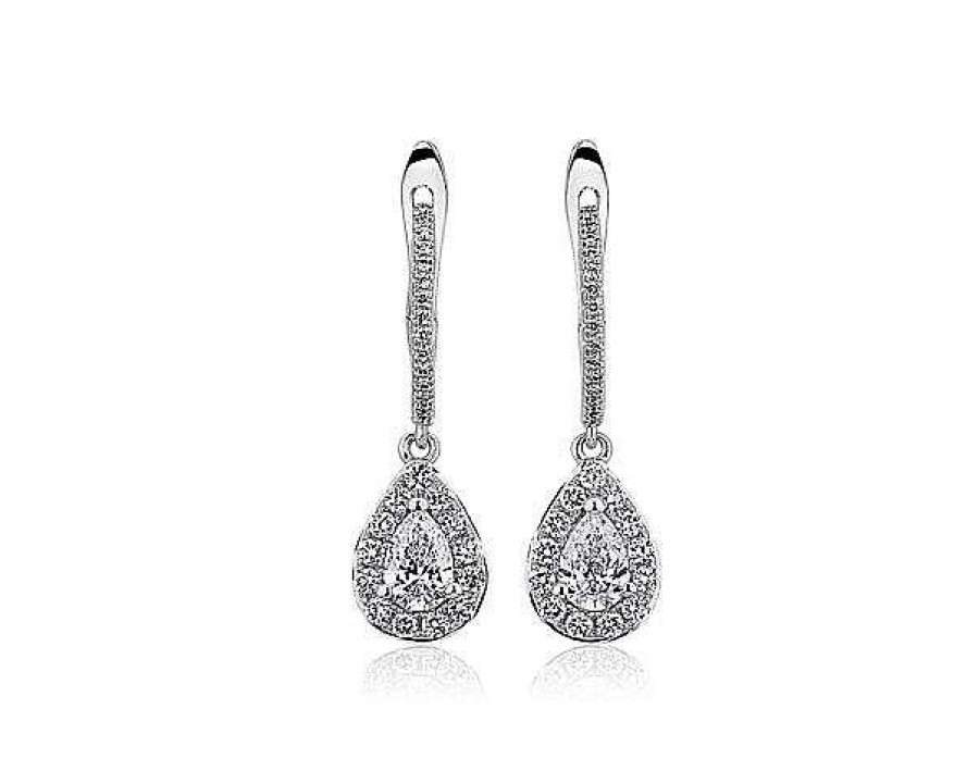 Earrings | Blue Nile Pear Shape Diamond Drop Earrings In 14K White Gold (1 Ct. Tw.)