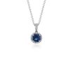 Necklaces | Blue Nile Sapphire And Micropav Diamond Pendant In 18K White Gold (6Mm)