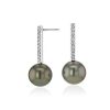 Earrings | Blue Nile Tahitian Cultured Pearl Earrings With Diamond Drop In 14K White Gold (9-10Mm)