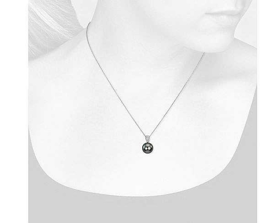 Necklaces | Blue Nile Tahitian Cultured Pearl Pendant With Diamond Teardrop In 14K White Gold (10-10.5Mm)