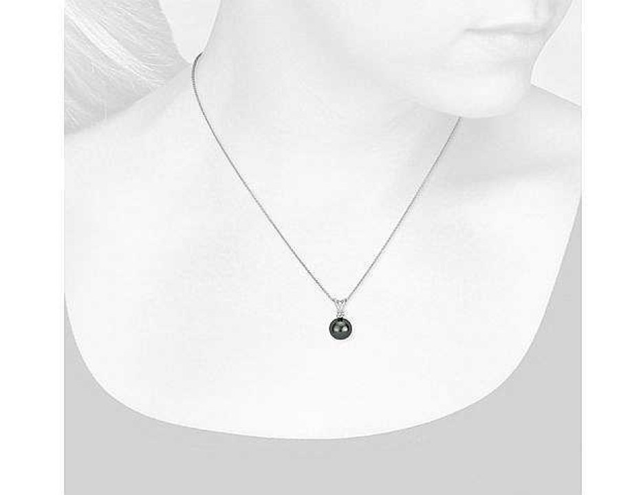 Necklaces | Blue Nile Tahitian Cultured Pearl And Diamond Pendant In 18K White Gold (9-9.5Mm)