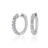 Earrings | Blue Nile Luna Diamond Front Facing Hoop Earrings In 18K White Gold (1 Ct. Tw.) G/Si