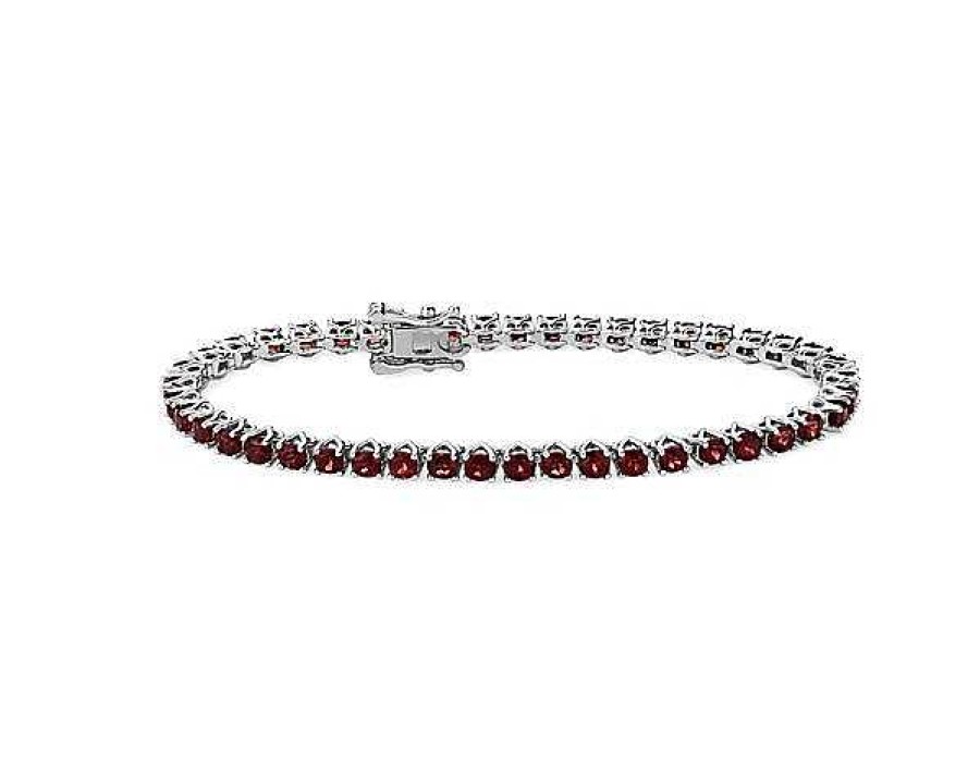 Bracelets | Blue Nile Garnet Tennis Bracelet In Sterling Silver (3Mm)