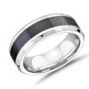 Men'S Rings | Blue Nile Black Ceramic Center Inlay Wedding Ring In Cobalt (7Mm)