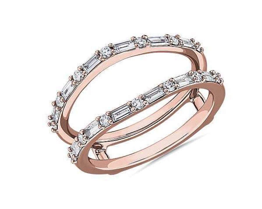 Women'S Rings | Blue Nile Baguette And Round Diamond Insert In 18K Rose Gold (1/2 Ct. Tw.)