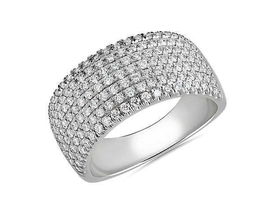 Rings | Blue Nile Wide Pav Diamond Anniversary Ring In 14K White Gold (1 Ct. Tw.)