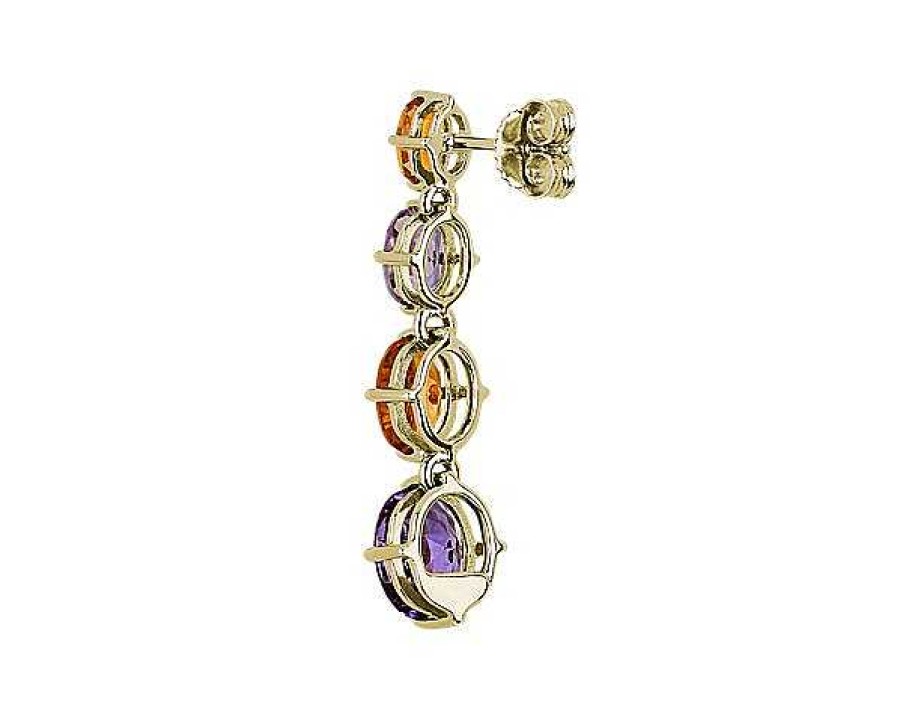 Earrings | Blue Nile Citrine And Amethyst Oval Drop Earrings In 14K Yellow Gold