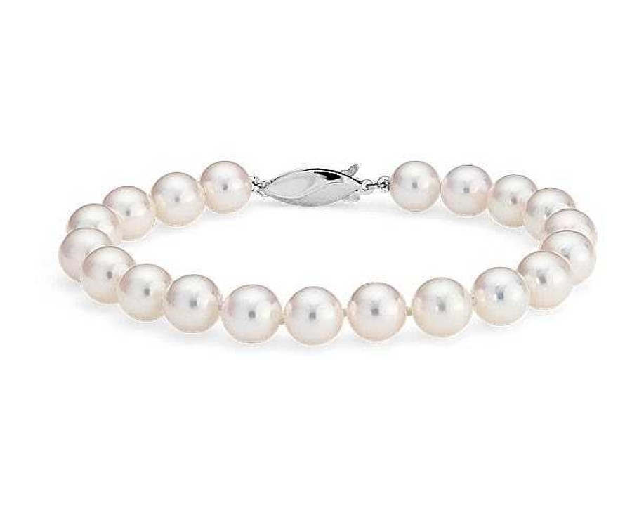 Bracelets | Blue Nile 8" Classic Akoya Cultured Pearl Bracelet In 18K White Gold (7.5-8.0Mm)