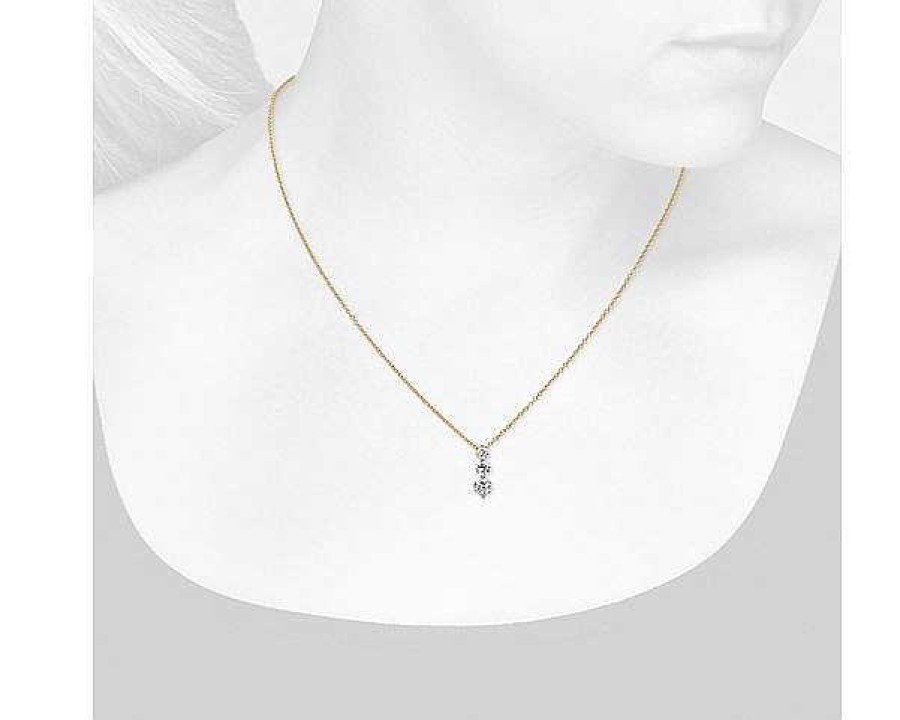 Necklaces | Blue Nile Three-Stone Drop Diamond Pendant In 18K Yellow Gold (1 Ct. Tw.)