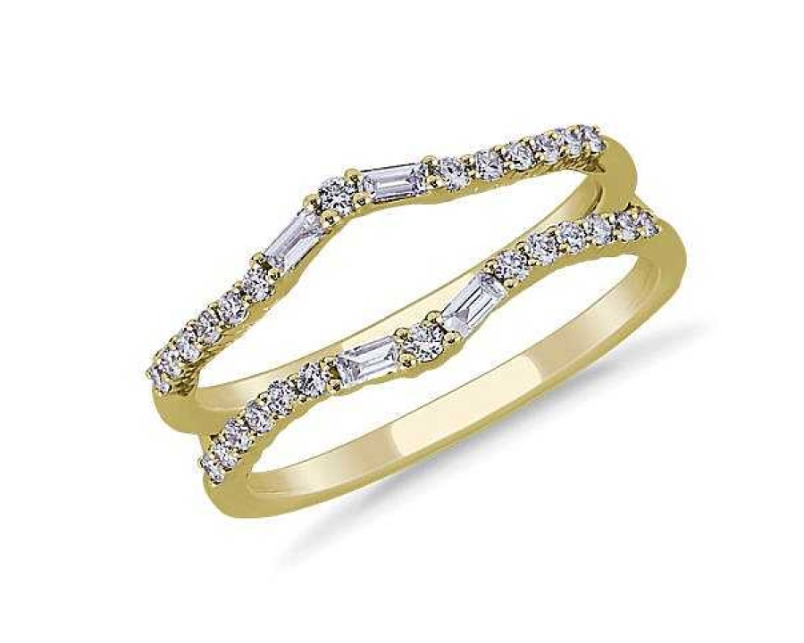 Women'S Rings | Blue Nile Curved Baguette And Round Diamond Ring Insert In 18K Yellow Gold (3/8 Ct. Tw.)