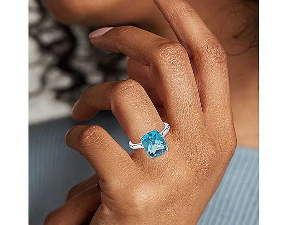 Rings | Blue Nile Blue Topaz Cushion Cocktail Ring In 14K White Gold (11X9Mm)