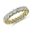 Women'S Rings | Blue Nile V-Prong Pav Diamond Eternity Ring In 14K Yellow Gold (3 Ct. Tw.)