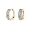 Earrings | Blue Nile Three Row Diamond Hoop Earrings In 14K Yellow Gold (1 1/2 Ct. Tw.)