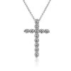 Necklaces | Blue Nile Diamond Floating Cross Pendant In 14K White Gold (1 Ct. Tw.)