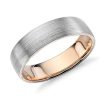 Men'S Rings | Blue Nile Matte Classic Wedding Ring In Platinum And 18K Rose Gold (6Mm)