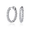 Earrings | Blue Nile Oval Diamond Eternity Hoop Earrings In 14K White Gold (3 Ct. Tw.)