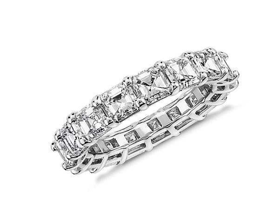 Women'S Rings | Blue Nile Asscher Cut Eternity Ring In Platinum (5 Ct. Tw.)