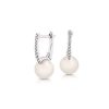 Earrings | Blue Nile Freshwater Cultured Pearl Huggie Earrings With Diamond Detail In 14K White Gold (7.5-8Mm)