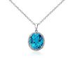 Necklaces | Blue Nile Swiss Blue Topaz And White Sapphire Halo Oval Pendant In Sterling Silver (12X10Mm)