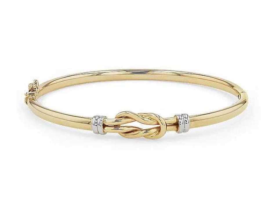 Bracelets | Blue Nile Love Knot Bangle In 14K Italian White And Yellow Gold