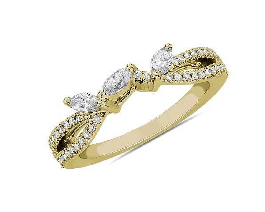 Women'S Rings | Blue Nile Romantic Twist Marquise And Pav Curved Diamond Ring In 14K Yellow Gold (3/8 Ct. Tw.)