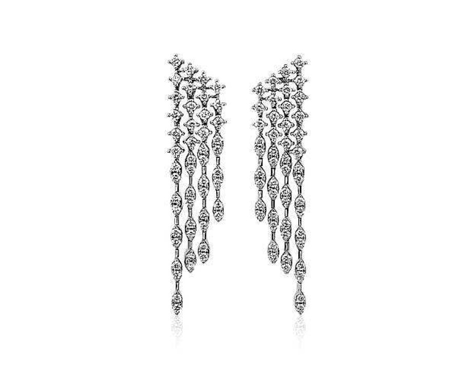 Earrings | Blue Nile Diamond Chandelier Drop Earrings In 14K White Gold (1 Ct. Tw.)