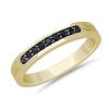 Men'S Rings | Blue Nile Men'S Black Diamond Pav Wedding Ring With Black Rhodium In 14K Yellow Gold (1/5 Ct. Tw.)