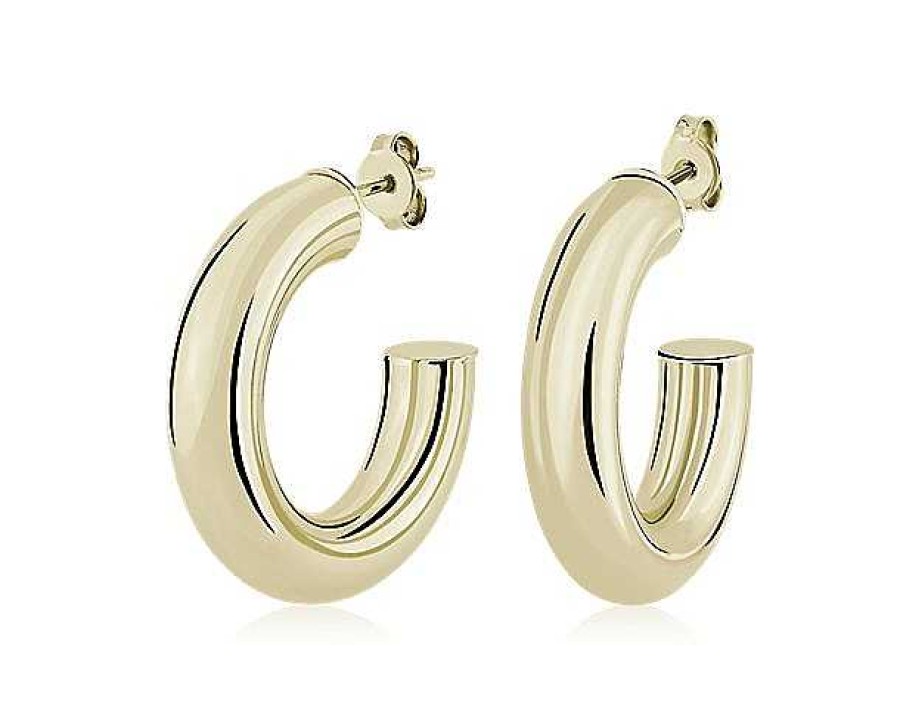 Earrings | Blue Nile Medium Tube Hoops In 14K Yellow Gold (27 Mm)