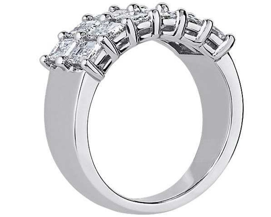 Women'S Rings | Blue Nile Two Row Emerald-Cut Diamond Ring In Platinum (2 1/2 Ct. Tw.)