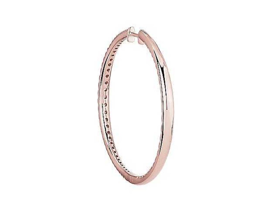 Earrings | Blue Nile Graduated Eternity Diamond Hoop Earrings In 14K Rose Gold (2 Ct. Tw.)