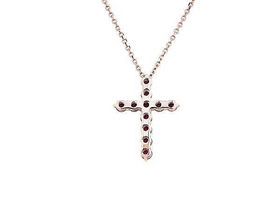 Necklaces | Blue Nile Ruby Cross Pendant In 14K Rose Gold