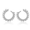 Earrings | Blue Nile Diamond Pav Leaf Hoop Earrings In 14K White Gold (7/8 Ct. Tw.)