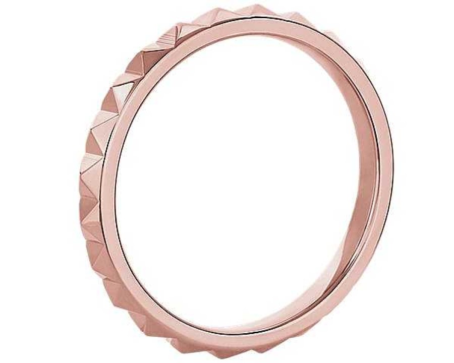 Women'S Rings | Blue Nile Stackable Pyramid Satin Finish Ring In 14K Rose Gold (2Mm)