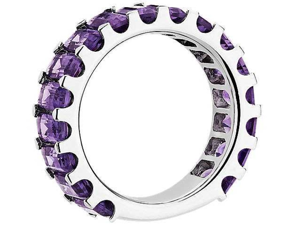 Rings | Blue Nile Octagon Amethyst Eternity Band In Sterling Silver