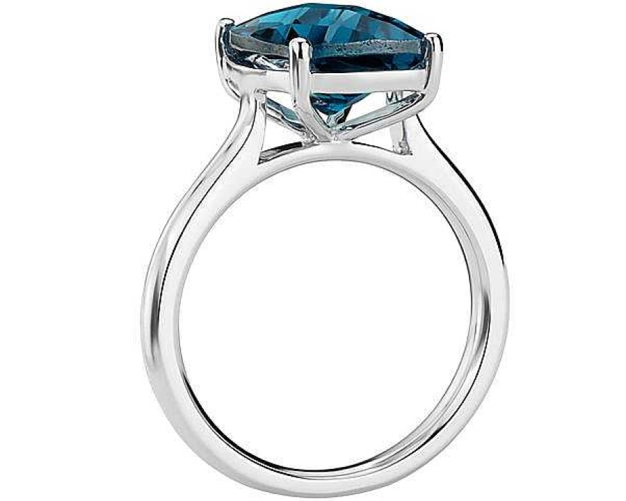 Rings | Blue Nile London Blue Topaz Cushion-Cut Ring In 14K White Gold (11X9Mm)